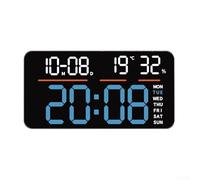 Durashmall LED Digital Wall Clock, Dementia Clock With Time Date Day Temperature Display Dual Alarm And USB Power For Living Rooms Bedrooms Kitchens 33.7 * 1.6cm(blue)