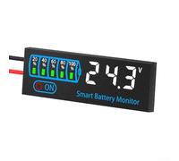 Durashmall LED Voltage and Power Display Board, Battery Grid Indicator,for DC 7-55V with Low Voltage Alarm, Ternary Iron Acid Measurement Support, Power-Off Memory Function,for 3S-14S(white)