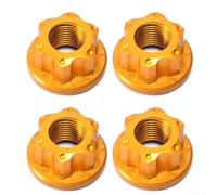 Durashmall M10 Track Wheel Nuts Bicycle Fixie Axle Screw for Rear Hub 4Pcs 7075 Aluminum Alloy M10x1.0 Non Quick Release Dead Fly Hub Nut Lightweight 5.4g per Piece(Golden)