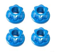 Durashmall M10 Track Wheel Nuts Bicycle Fixie Axle Screw for Rear Hub 4Pcs 7075 Aluminum Alloy M10x1.0 Non Quick Release Dead Fly Hub Nut Lightweight 5.4g per Piece(Blue)