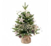 Durashmall Mini Tabletop Artificial Christmas Tree With 360° Rotating Musical Box PVC Branches DIY Ornament Set Holiday Centrepiece For Desk Mantel Seasonal Decoration