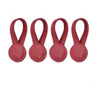 Durashmall Set of 4 Magnetic Leather Towel Holders Clips for Home Organization and Bathroom Storage with Strong PU Material in Brown Black White Yellow and Red for Hanging Tow(Red)