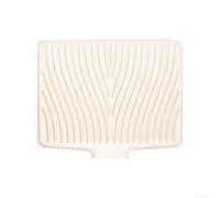 Durashmall Silicone Dish Drying Mat 40x33cm Large Heat Resistant Drain Lip Design for Kitchen Tableware Glasses Pots and Pans Non Slip Water Resistant Pad for Countertop Sin(Beige)