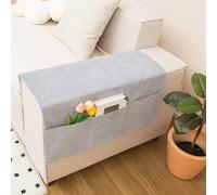 Durashmall Sofa Armrest Cover 60x110cm Firm Polyester Protective Couch Handrail Towel Slip On Design Soft Comfortable Machine Washable for Living Room Decoration Orange(05 ice blue)