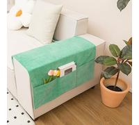 Durashmall Sofa Armrest Cover 60x110cm Firm Polyester Protective Couch Handrail Towel Slip On Design Soft Comfortable Machine Washable for Living Room Decoration Orange(07 menthol green)