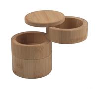 Durashmall Spice Box Salt Pot with Lid, 3-Tier Wooden Seasoning Organizer,for Kitchen Counter, Sealed Compartments Keep Herbs Dry and Fresh, Compact Storage Solution,for Salt Pepper Su