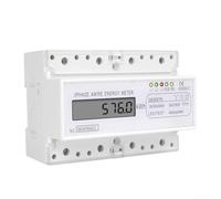 Durashmall Three Phase 4 Wires Digital Power Meter kWh Electricity Monitor with LCD Display 12x Overload Capacity for DIN Rail Home and Commercial Use White