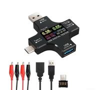 Durashmall USB C Digital Power Meter Tester Multimeter Voltage Current Monitor with .0 .0 BC1.2 Support Overvoltage Protection and 8 Color LCD Display for Battery Cable Testing