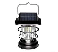 Durashmall Vintage Solar LED Lantern 2 in 1 Wall Mount and Portable Hanging Light IP65 Waterproof for Garden Patio Camping Outdoor Decor Black 12.3x12.3x17.2cm