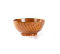 Durashmall Wooden Bowl for Rice Soup Salad and Food Storage Natural Rustic Tableware Child Friendly Japanese Design Sturdy Sustainable Easy to Clean Wood Color(18cm)