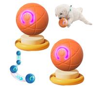 Duraspinn Dog Ball, Dura Spinn Ball for Large Dogs, Smart Jumping Balls for Dog, Interactive Automatic Rolling with Lights, Dogballs That Moves On Its Own (Style B - orange)