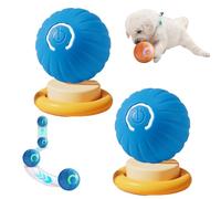 Duraspinn Dog Ball, Dura Spinn Ball for Large Dogs, Smart Jumping Balls for Dog, Interactive Automatic Rolling with Lights, Dogballs That Moves On Its Own (Style C - Blue)