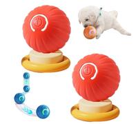 Duraspinn Dog Ball, Dura Spinn Ball for Large Dogs, Smart Jumping Balls for Dog, Interactive Automatic Rolling with Lights, Dogballs That Moves On Its Own (Style C - orange)