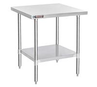 DuraSteel 30x30 Stainless Steel Work Table - NSF Commercial Prep Metal Table - Outdoor Pizza Oven Stand w/Under Shelf - Kitchen Island Laundry Utility Garage Microwave Stand Large Rolling Storage Cart