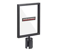 DuraSteel Stanchion Sign Holder - Portrait Display for 8.5" x 11" Paper Size - Double Sided Sign Frame with Plexiglass Cover,Black