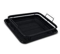 Durastone Family Size Crisper - 2-Piece Non-Stick Oven Tray Set with Crisper Basket - Black