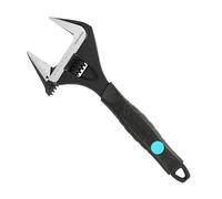 DURATECH 10-Inch (250 mm) Adjustable Wrench, Wide Jaw Large Opening Black Oxide Finish Plumbing Basin Wrench Hand Repair Tool, Cr-V Steel, SAE and Metric Scale Marked, Ergonomic Grip