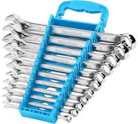 DURATECH 12-Piece 6-22 mm Combination Spanner Set, Metric Open End Wrench Set, Offset Ring End, Chrome Vanadium Steel, DIN 3113, 12-Point, with Storage Pouch