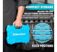 DURATECH 12-Piece Flex-Head Ratcheting Spanner Set 8-19 mm, Combination Wrench Set with 72-Tooth Ratchet Gear, Cr-V Steel, Metric, Organized in Storage Case