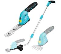 DURATECH 12 V Cordless Hedge Trimmer, 2-in-1 Hedge Trimmer Cordless with 2.0 Ah Battery Pack, Long Reach Telescopic Extendable Cutter, Grass Shear for