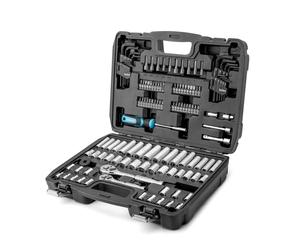 DURATECH 121-Piece Mechanics Tool Set with Socket Kit | Cr-V, Metric, Imperial, 72-Tooth Quick-Release Ratchet, 40-in-1 Magnetic Screwdriver, Hex Keys, Carrying Box