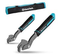 DURATECH 2-Piece Self-Locking Adjustable Spanner Set, 200 mm & 300 mm | Adjustable Pipe Wrench, 9-41 mm Range, CR-V Steel, Anti-Slip Grip