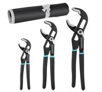 DURATECH 3-Piece Adjustable Water Pump Pliers Set, 200/250/300 mm, Cr-V | Quick-Adjust Design, Wide Jaw, Non-Slip Grip, Anti-Rust, Multiple Points, Adjustable Groove Slip Joint Pliers, Roll-Up Pouch