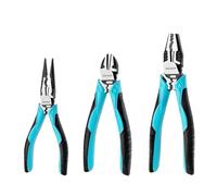 DURATECH 3-Piece High-Leverage Pliers Set | 200 mm Combination Plier, 160 mm Diagonal Cutting Pliers,160 mm Long Nose Pliers, Soft & Ergonomic Handle, Labor-Saving