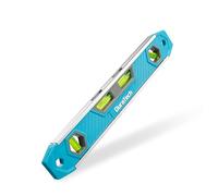 DURATECH 300 mm Magnetic Spirit Level, Torpedo Level with 5-Line Bubble Vials, Top View Window, V-Groove Base, 3 Bubbles 45°/90°/180° Measuring Tool for DIY, Construction, and Carpenter