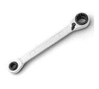 DURATECH 4 in 1 Ratchet Spanner 10 x 19 mm - 13 x 17 mm, Reversible Box-end Wrench, Double Ring Spanner, Chrome Vanadium Steel, 12-Point Ratchet, 72 Teeth, Metric