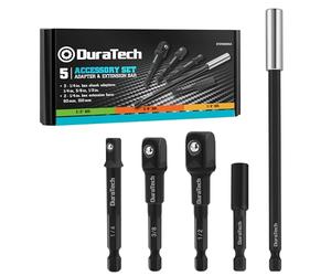 DURATECH 5-Piece Socket Adapter Set, Includes 3/8”, 1/2”, 1/4”Impact Driver Socket Adapters & 2pcs Spanner Extensions, Professional Accessories for More Drills/Screwdrivers, Gift for Men, DIY Tools