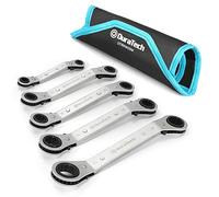 DURATECH 5pcs 6mm-21mm Double Ring Reversible Ratchet Wrench Set with Carry Pouch