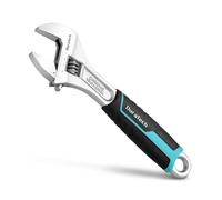 DURATECH 8-Inch Adjustable Wrench, Cr-V Steel Wrench with Cushion Grip, Wide Jaw Black Oxide Wrench, Metric & SAE Scales, for Home, Garage, Workshop and DIY