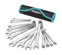 DURATECH Combination Wrench Set, Metric, 15-Piece, 8, 9, 10, 11, 12, 13, 14, 15, 16, 17, 18, 19, 20, 21, 22mm, 12-Point, CR-V Steel, with Rolling Pouch