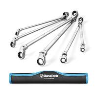 DURATECH Extra Long Flex-Head Ratcheting Wrench Set, Double Box End Wrench Set, 6-Piece, Metric 8-19 mm, CR-V Steel, with Pouch