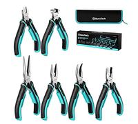 DURATECH Mini Pliers Set, 6PCS Jewelry Pliers Set, CRV Construction, Includes Needle Nose, Diagonal, Long Nose, Bent Nose, End Cutting and Linesman Pliers, for Making Crafts, Repairing Electronic