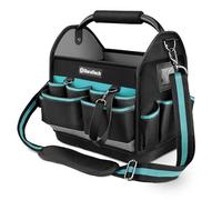 DURATECH Tote Tool Bag 30.5 x 22 x 30 cm, Heavy Duty 900D Open Tool Bag, Electricians Tool Bag with Rotatable Steel Tube Grip and Adjustable Shoulder Strap, Plumbers Tools Bag with Multiple Pockets