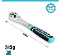 DURATECH Ratchet Handle, 1/4” Square Drive, Reversible Ratchet 90-Teeth, Made of Chrome Vanadium Steel, Small Actuation Angle 4° for Tight Installation Spaces
