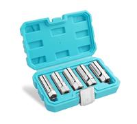 DURATECH Spark Plug Socket Set, 5-Piece SAE & Metric Cr-V Spark Plug Sockets (14 mm, 18 mm, 5/8", 3/4", 13/16"), 6 Point & 12 Point Thin Wall 3/8" Drive Spark Plug Removal Tool for Car, Small Engines