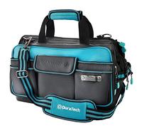 DURATECH 17" Tool Bag, 32-Pocket Large Tool Bag with Hard Base and Wide Open Mouth, 840D Heavy-Duty Tool Bags with Adjustable Shoulder Strap for Home and Professional Use