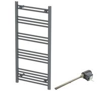 DuraTherm 1200 x 600mm Flat Bar Thermostatic Dual Fuel Heated Towel Radiator - Anthracite