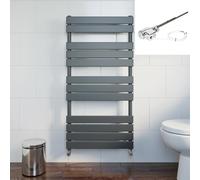 DuraTherm Dual Fuel Flat Panel Heated Towel Rail - 1200 x 600mm - Thermostatic Anthracite