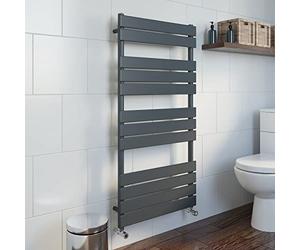 DuraTherm® 1200 x 600mm Flat Panel Heated Towel Rail Radiator Modern Central Heating Bathroom Warmer Wall Mounted Ladder Rad, Anthracite