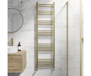 DuraTherm® 1600 x 450mm Flat Straight Heated Towel Rail Radiator Modern Central Heating Bathroom Warmer Wall Mounted Ladder Rad, Brushed Brass