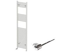 DuraTherm 1800 x 450mm Flat Bar Thermostatic Dual Fuel Heated Towel Radiator - Chrome
