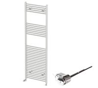 DuraTherm 1800 x 600mm Flat Bar Thermostatic Dual Fuel Heated Towel Radiator - Chrome