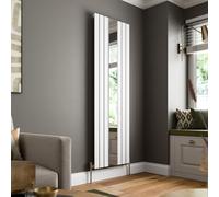 DuraTherm® 1800 x 600mm White Vertical Designer Radiator with Mirror Single Column Flat Panel Modern Central Heating Bathroom Radiators