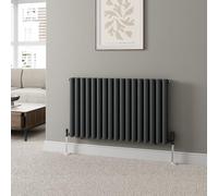 DuraTherm® 600 x 1020mm Anthracite Horizontal Designer Radiator Double Column Oval Tube Modern Central Heating Panel Bathroom Radiators