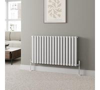 DuraTherm® 600 x 1020mm White Horizontal Designer Radiator Double Column Oval Tube Modern Central Heating Panel Bathroom Radiators