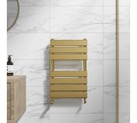 DuraTherm 650 x 400mm Flat Panel Heated Towel Radiator - Brushed Brass